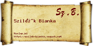 Szilák Bianka névjegykártya