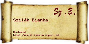Szilák Bianka névjegykártya